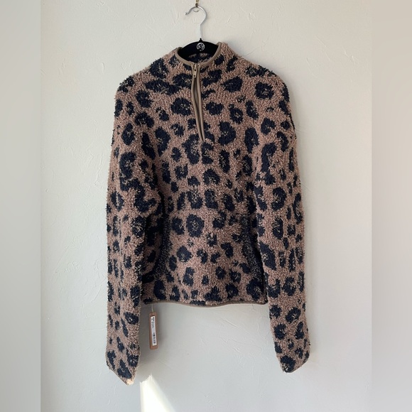 SKIMS COZY KNIT HALF ZIP PULLOVER LEOPARD PRINT S/M - Picture 6 of 8